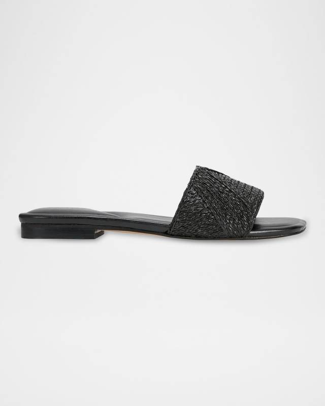 Murphy Woven Leather Flat Slide Sandals